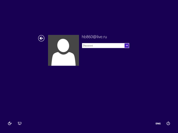 Zaslon za prijavo v sistem Windows 8.1 z Microsoftovim računom