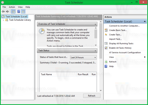 Tâche du planificateur de tâches Windows 8 démarrée