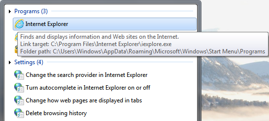 Internet Explorer verktøytips