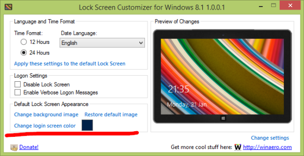 Lock Screen Customizer Windows 8.1 rendszerhez