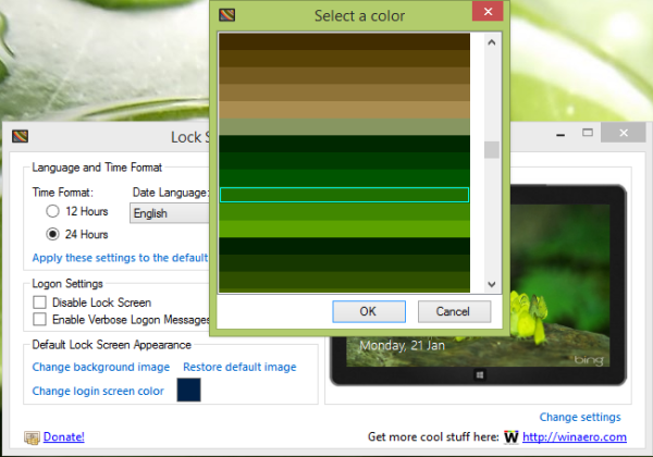 Přihlašovací barva obrazovky