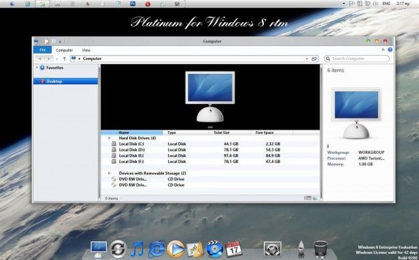 Platinasta tema vizualnog stila za Windows 8