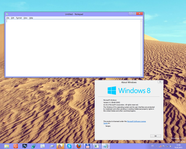 Windows 8 Release Preview -teema Windows 8 RTM: lle