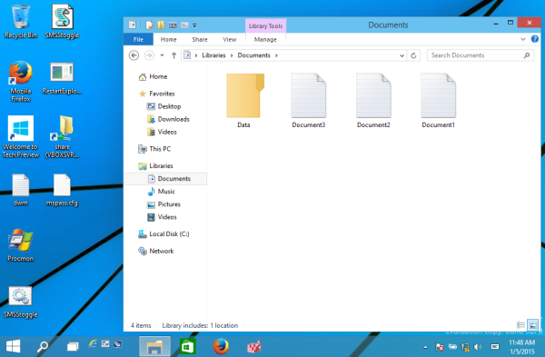 vue de la bibliothèque par défaut dans Windows 10