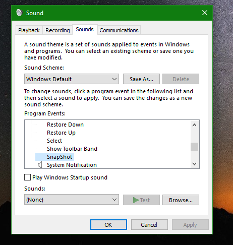 „Windows 10“ pridėkite ekrano kopijos garsą