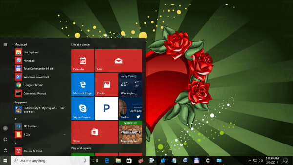 Windows 10 2 용 발렌타인 데이 테마