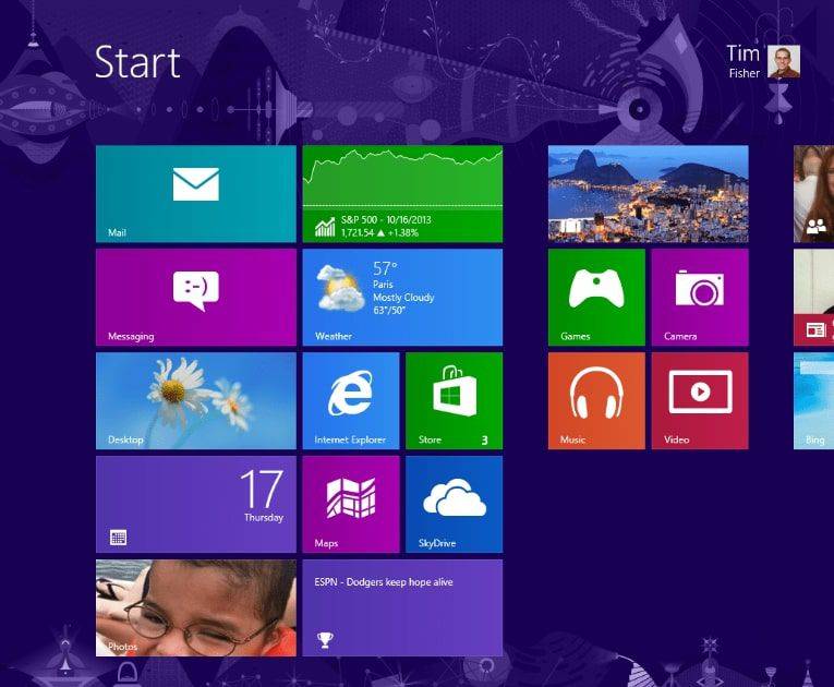 Η οθόνη έναρξης των Windows 8