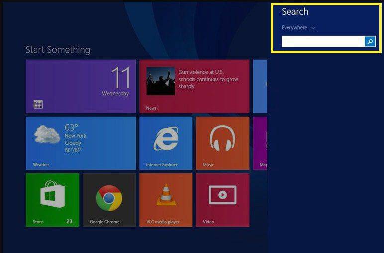 Το μενού αναζήτησης των Windows 8