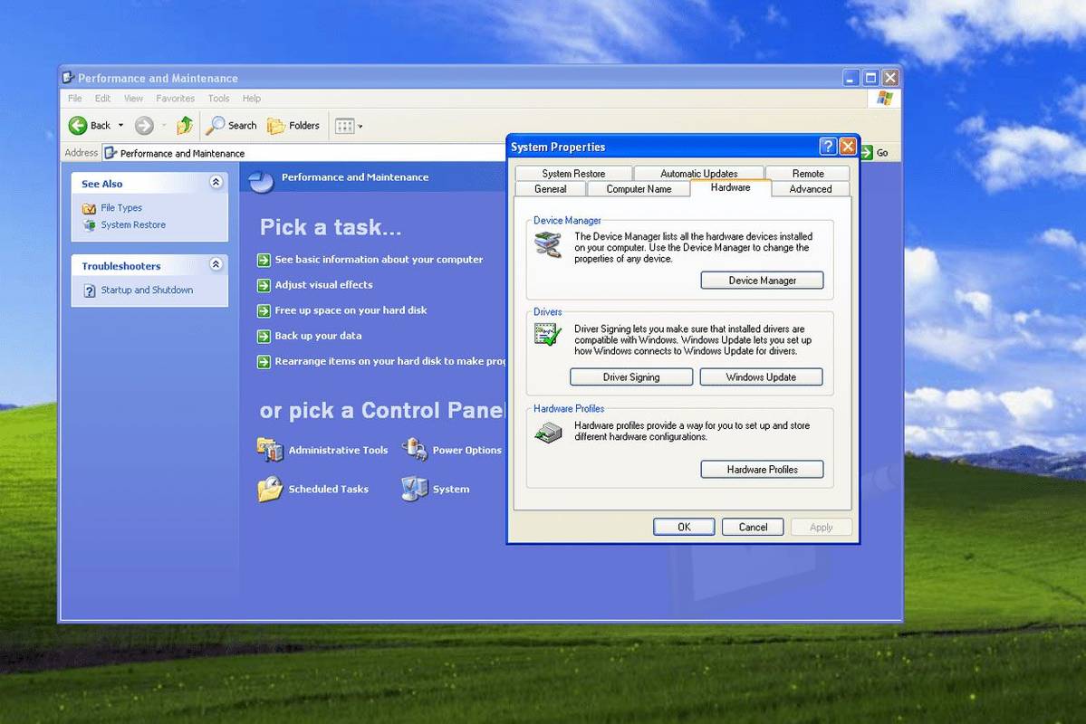Propriétés système sous Windows XP
