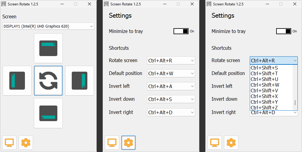Pengaturan Putar Layar dan pintasan keyboard untuk Windows 11