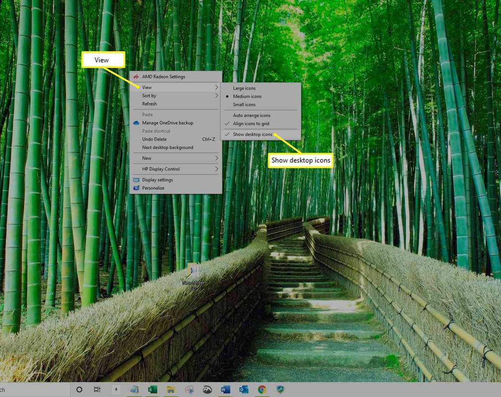 Menu yang menampilkan opsi Tampilkan ikon Desktop