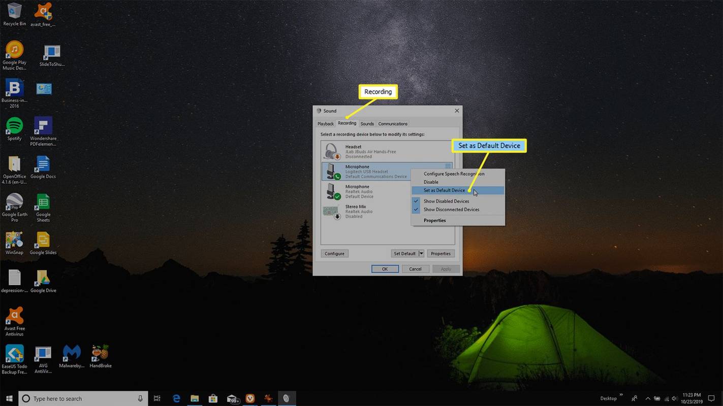 Ρύθμιση προεπιλεγμένου μικροφώνου στα Windows 10