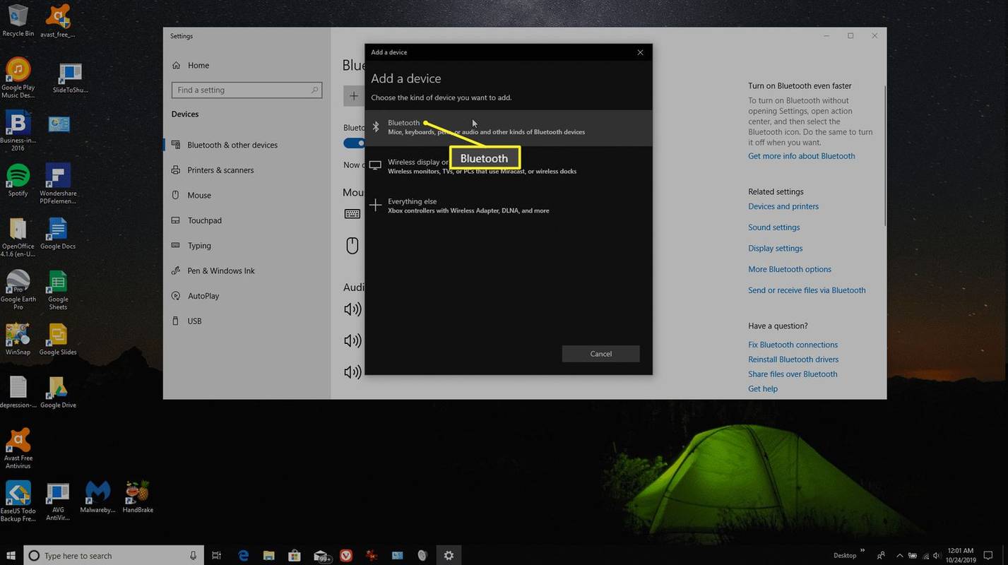 Προσθήκη συσκευής bluetooth στα Windows 10