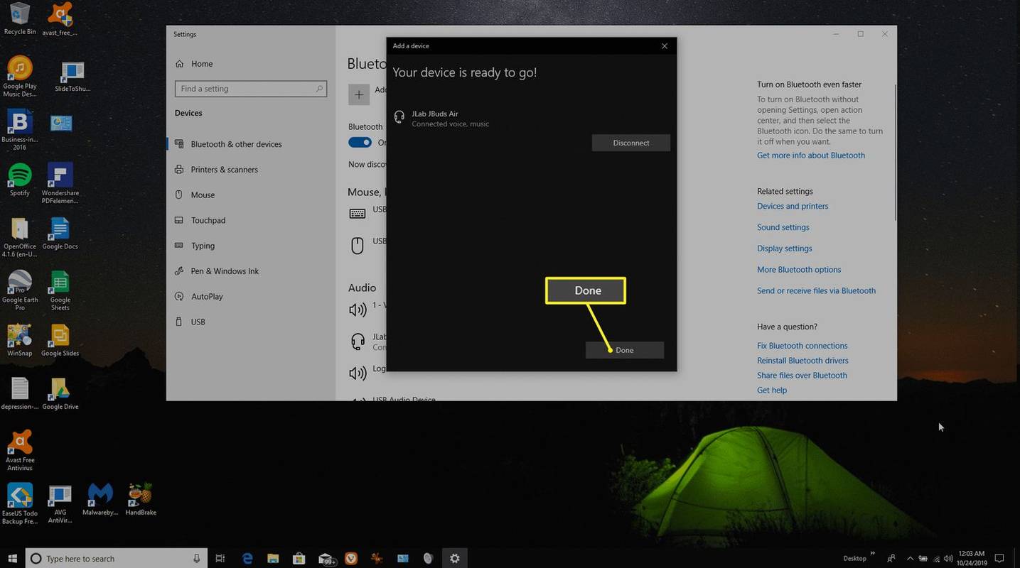 Potvrzení připojeného zařízení bluetooth ve Windows 10