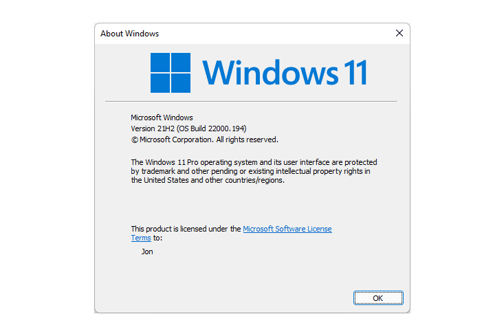 Windows 11 화면 정보