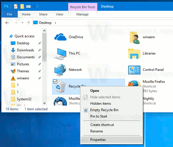 Windows 10 Rechtsklick Papierkorb