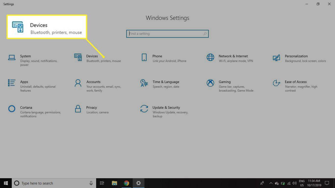 Windows Settings>Appareils