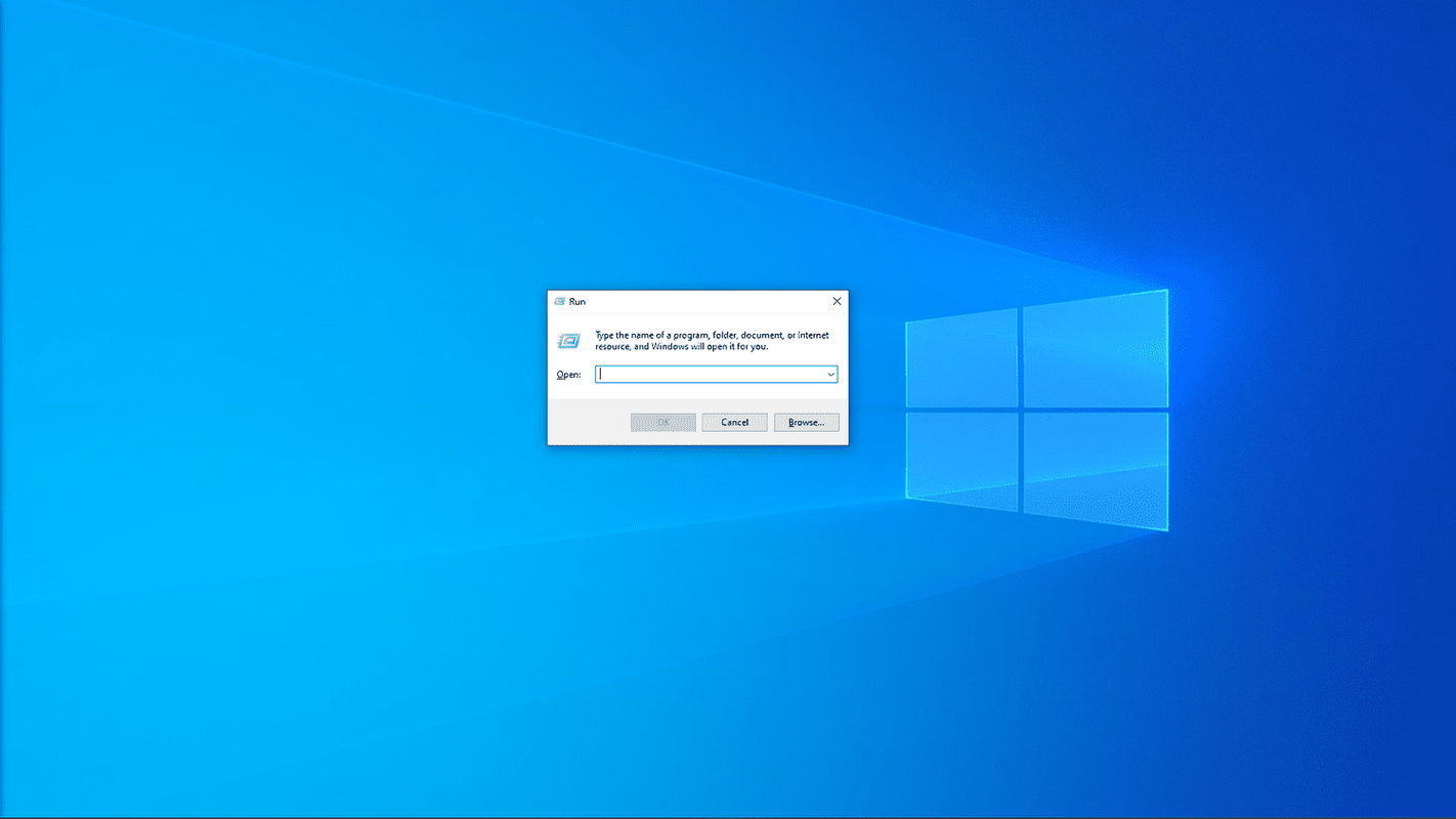 Snímek obrazovky dialogového okna spuštění systému Windows 10.
