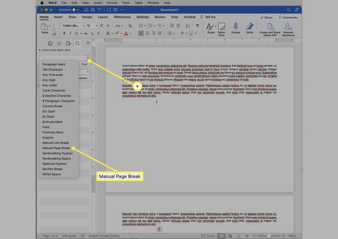 Microsoft Word avec le menu Rechercher ouvert