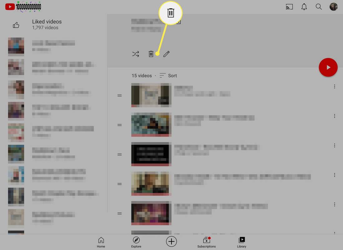 Trạch có thể xóa biểu tượng danh sách phát trên ứng dụng YouTube iPad