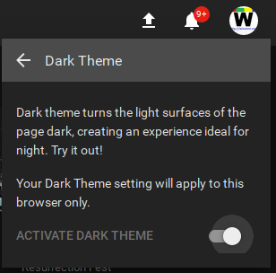 Youtube Aktiver mørkt tema